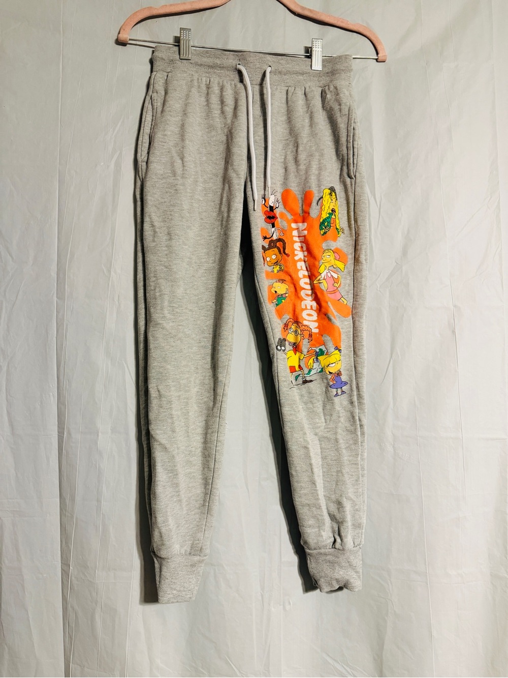 Nickelodeon Gray Jogger Sweatpants with Orange Character Graphic